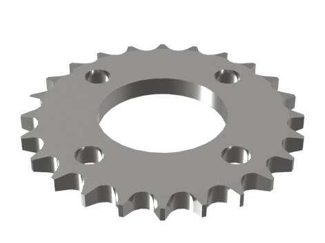 Zincir Dişlisi 1/2″ 24 Diş — 47H7 Göbek + 4x Ø10,2 mm Delik